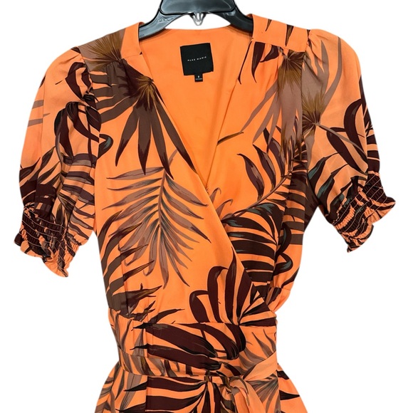 Alex Marie NWOT Tropical Orange Wrap Dress size 8 - Picture 3 of 11